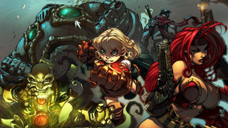 Women costumes guns demon background - costume free wallpaper