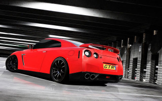 Red sports car parking garage 6 - a black roof free wallpaper