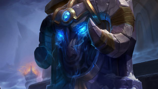 Blue armor fire glowing horned - object free wallpaper
