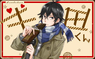 Man holding chocolate bar scarf - a chocolate bar free wallpaper