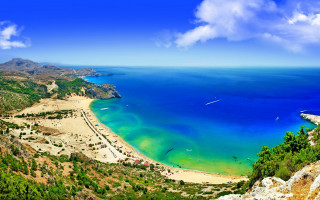 Beach view hilltop water blue - exekia free wallpaper