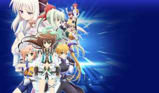 Anime characters group blue background 13 - a group of anime characters free wallpaper