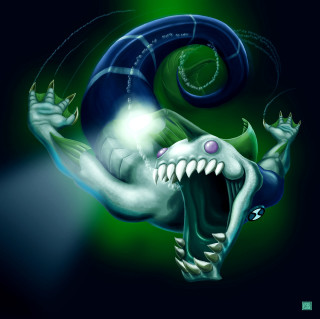 Green blue creature light mouth - its mouth free wallpaper