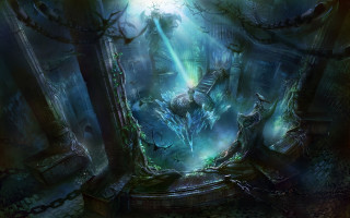 Fantasy throne man trees glowing - a throne free wallpaper