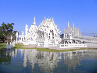 White building pond sky tilt - a white building free wallpaper