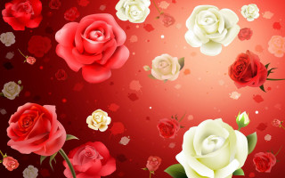 Red background colored roses hearts - heart free wallpaper