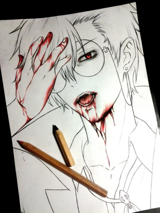 Man blood pencil drawing bloody - blood free wallpaper