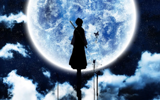 Man hill sword full moon - full free wallpaper
