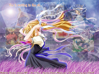 Girl dress grass sky fireworks - a sky background and a quote free wallpaper