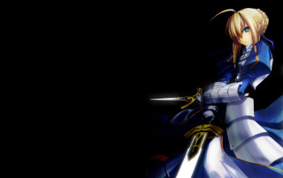 Woman blue dress sword black - ufotable free wallpaper