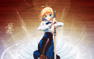 Woman sword wings dog poster - a dog in front free wallpaper