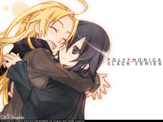 Anime characters hugging polyphonica black - a manga drawing free wallpaper for desktop