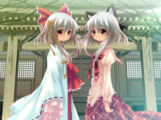 Anime girls long dresses building - hint of yayoi kasuma free wallpaper