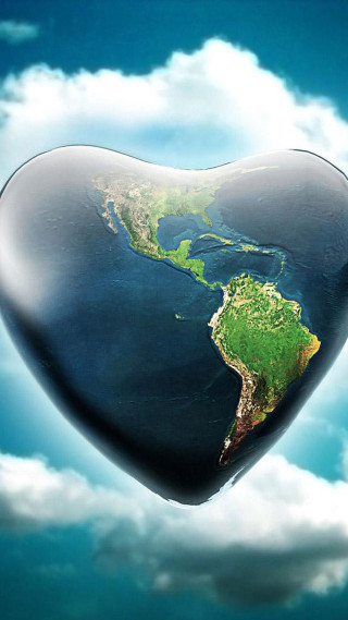 Heart shaped earth sky clouds 3 - free love wallpaper