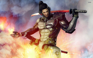 Man armor sword fire cloudy - a man in armor holding free wallpaper