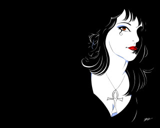 Woman cross necklace gothic egyptian - her neck and a necklace free wallpaper