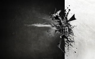 Black white plant wall dark - modern european ink painting free wallpaper