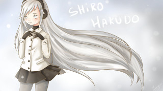 White haired girl jacket black - flowing hair free wallpaper