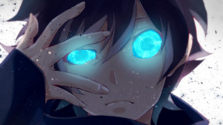 Blue eyes black jacket hand - a blue light free wallpaper