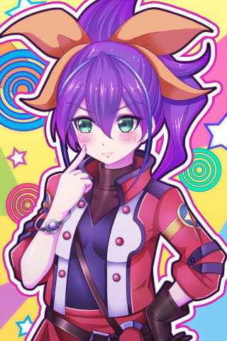 Cartoon character purple hair red - swirl free wallpaper