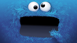 Blue monster big eyes black - mouth free wallpaper