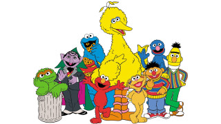 Sesame characters group trash can - letterism free wallpaper