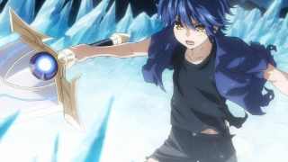 Man blue hair sword ice - ice free wallpaper