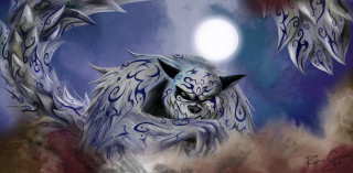 White wolf blue black designs - furry free wallpaper
