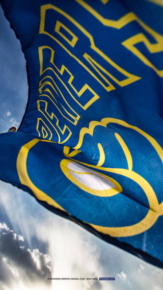 Blue yellow flag sky clouds - logo free wallpaper