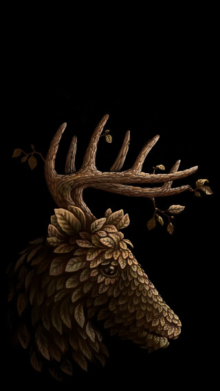 Deer head branch leaves neck - a branch free wallpaper