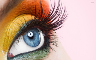Woman eye bright makeup long - realistic eye free wallpaper