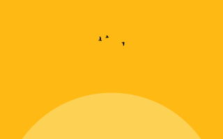 Yellow sky birds flying minimalist - sunset time free wallpaper
