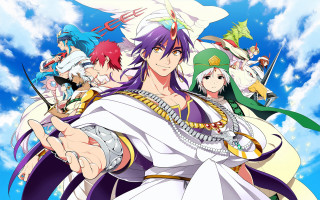 Anime characters group blue sky 9 - egyptian art free wallpaper