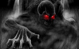 Creepy monster red eyes hands 2 - digital free wallpaper for desktop