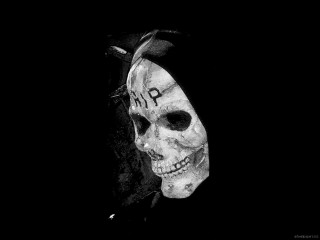 Skeleton mask bow black background - chippy free wallpaper