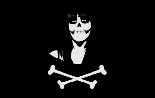 Woman skull crossbones black background - a white skull free wallpaper