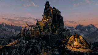 Mountain castle tower dusk sky - a tower free wallpaper