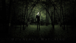 Creepy figure forest night light - the middle of a forest free wallpaper