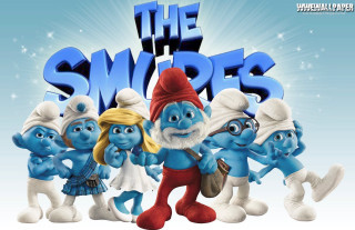 Smurfs group foreground background together - a group together free wallpaper