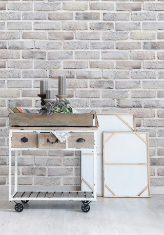 White cart wooden top brick - a brick wall free wallpaper