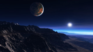 Earth moon star beach mountain - a distant star in the distance free wallpaper