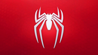 Spider logo red background white - back side free wallpaper