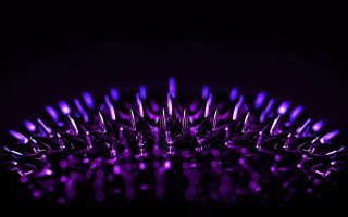 Purple object spikes black background - free new year wallpaper