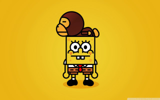 Cartoon character helmet yellow background - pop surrealism free wallpaper