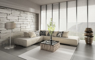 Living room couch table vase 2 - modern european ink painting free wallpaper