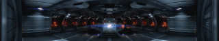 Futuristic room large mirror blue - the end free wallpaper