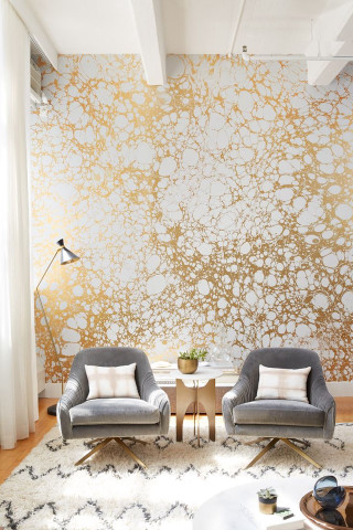 Living room chairs rug gold - modern european ink painting free wallpaper
