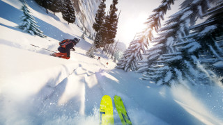 Skiing snow covered forest sunshine - the background and sun free wallpaper