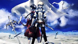 Two people snow swords mountain - sword free wallpaper