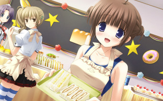 Anime girls room donuts blackboard - a group of anime girls free wallpaper